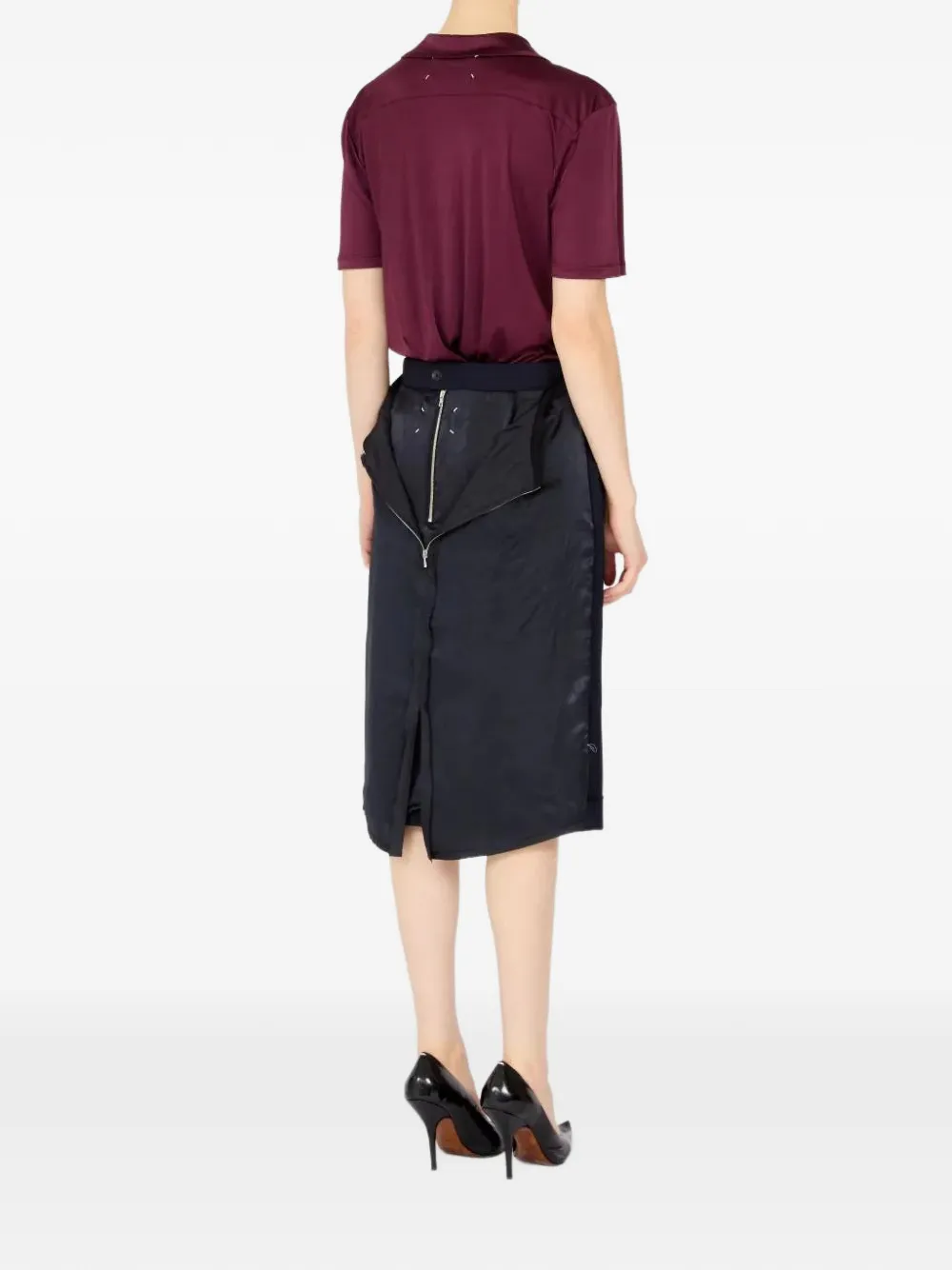 Maison Margiela zip-detail midi skirt Blauw