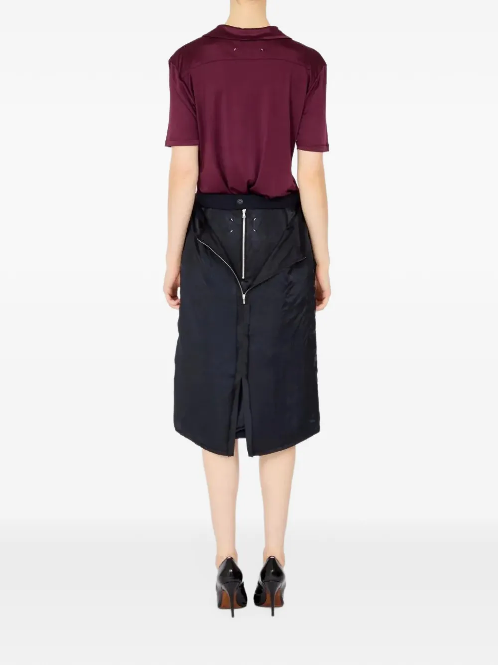 Maison Margiela zip-detail midi skirt Blauw