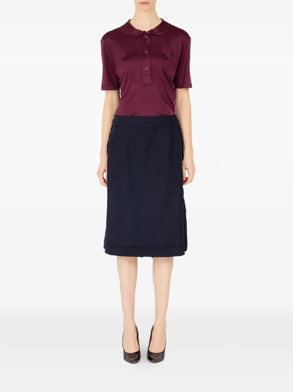 Maison Margiela zip-detail midi skirt Blauw