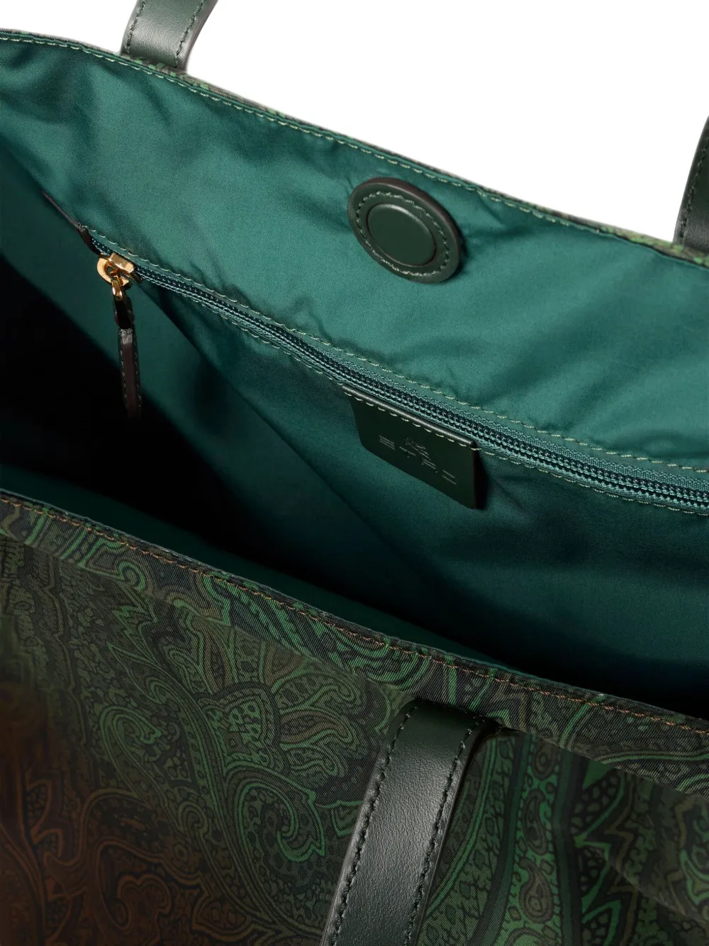 ETRO Unfold Me nylon tote bag with degradé arnica motif Groen