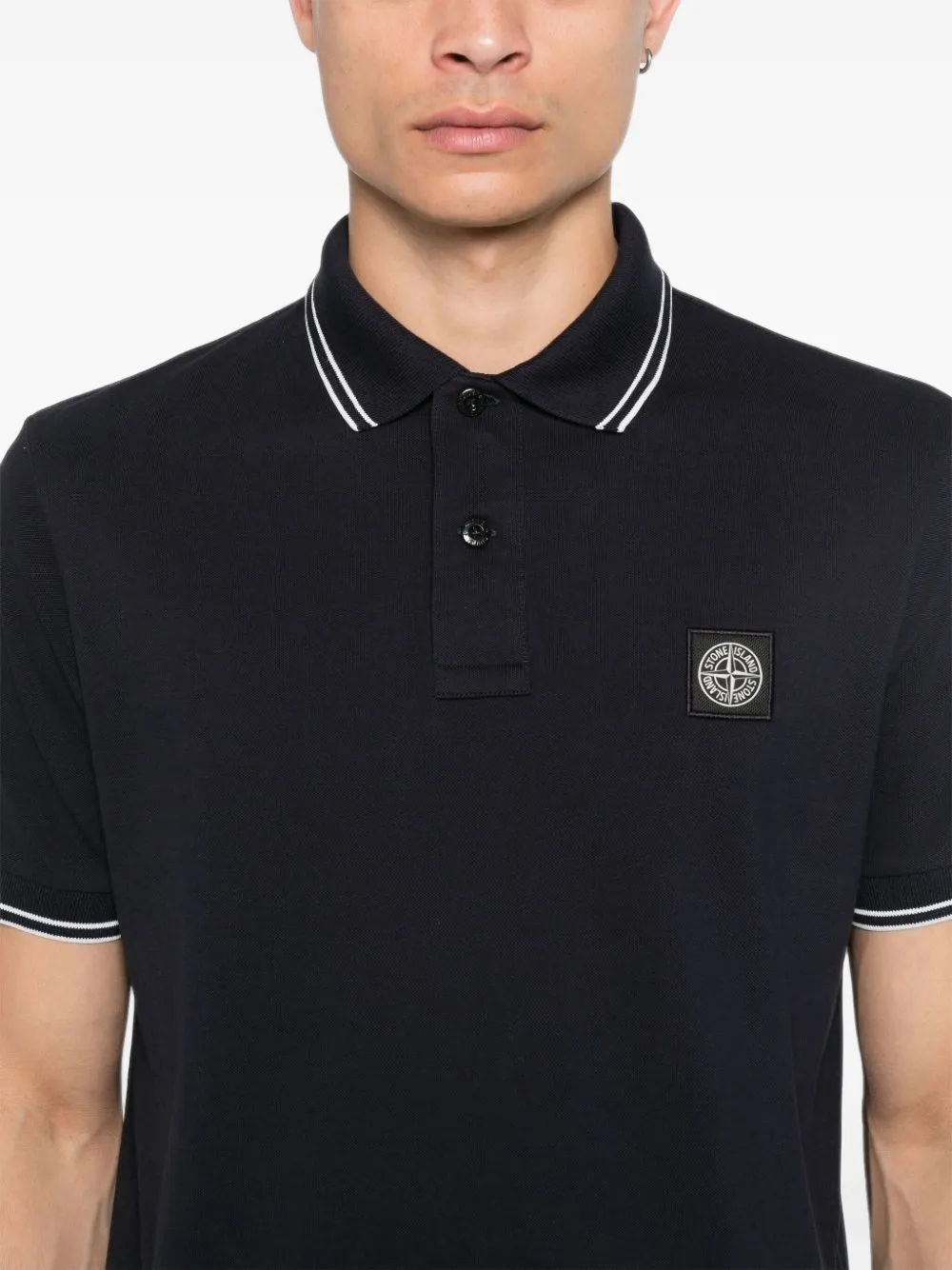 Stone Island 2200010 organic-cotton piqué with stretch polo Blauw