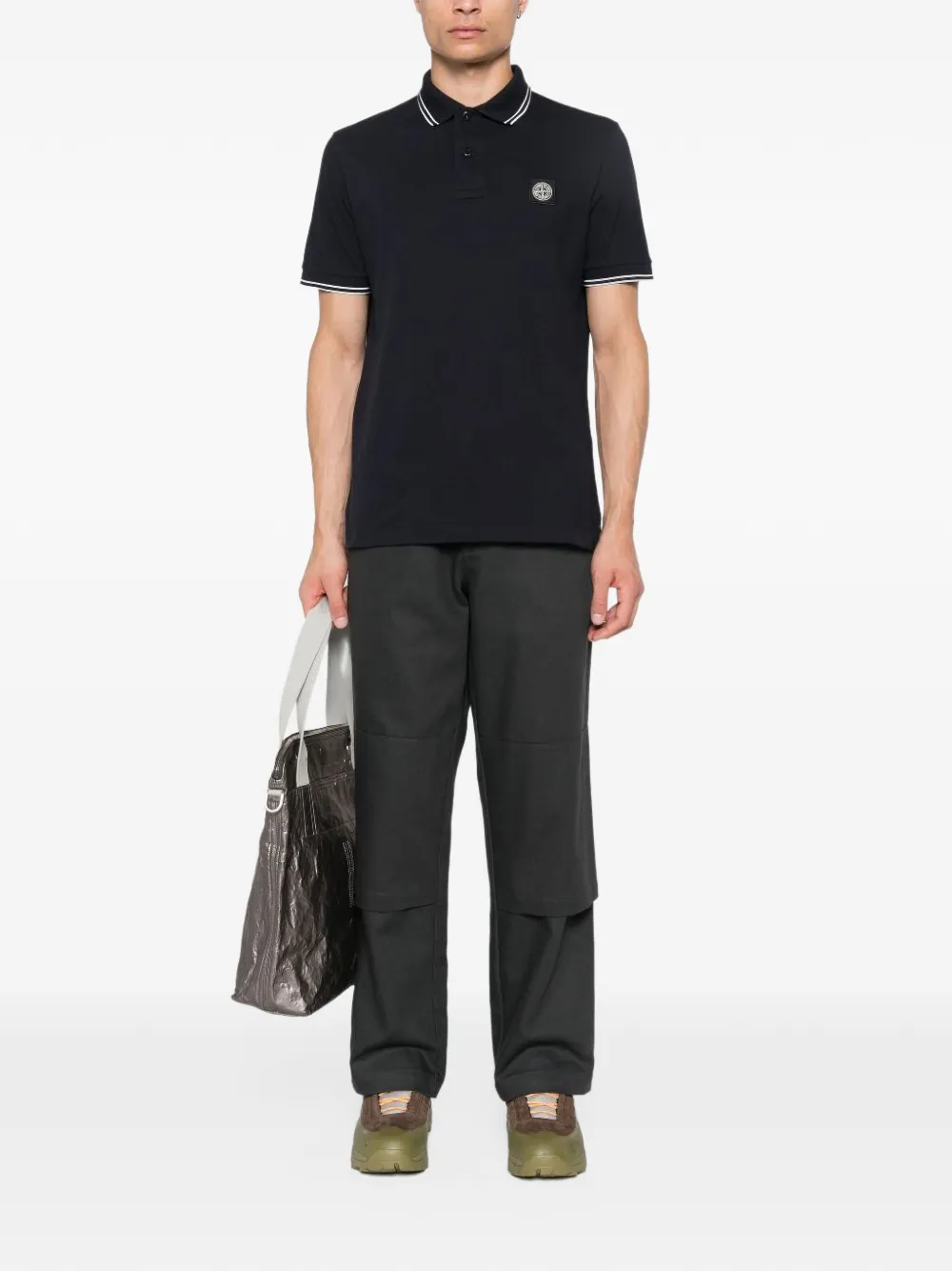 Stone Island 2200010 organic-cotton piqué with stretch polo Blauw