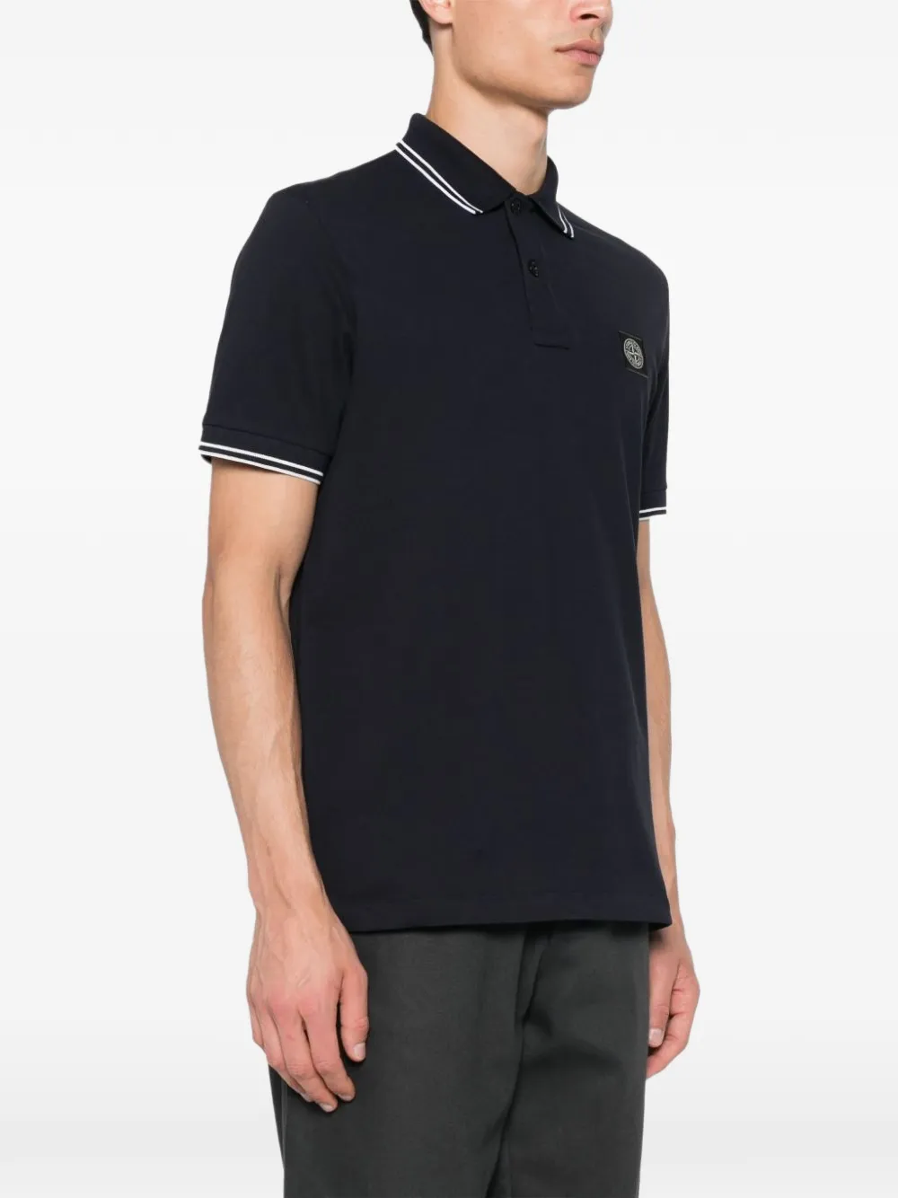 Stone Island 2200010 organic-cotton piqué with stretch polo Blauw