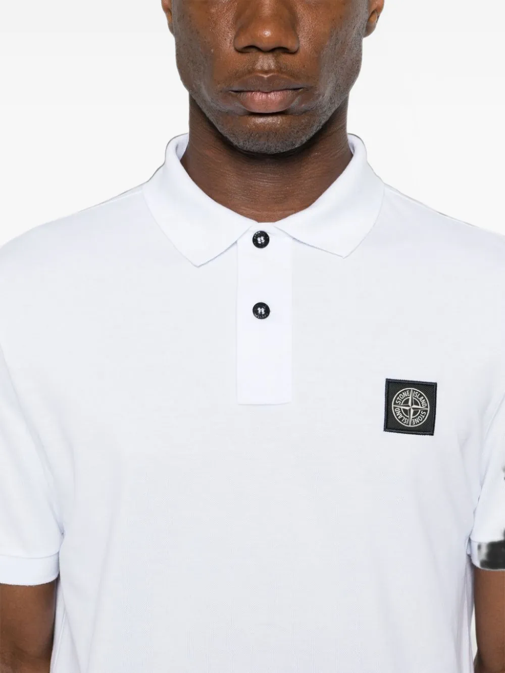 Stone Island logo-patch polo shirt Wit