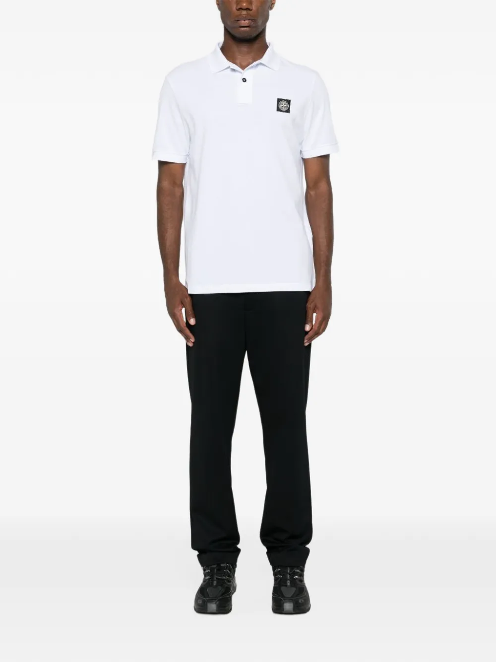 Stone Island logo-patch polo shirt Wit