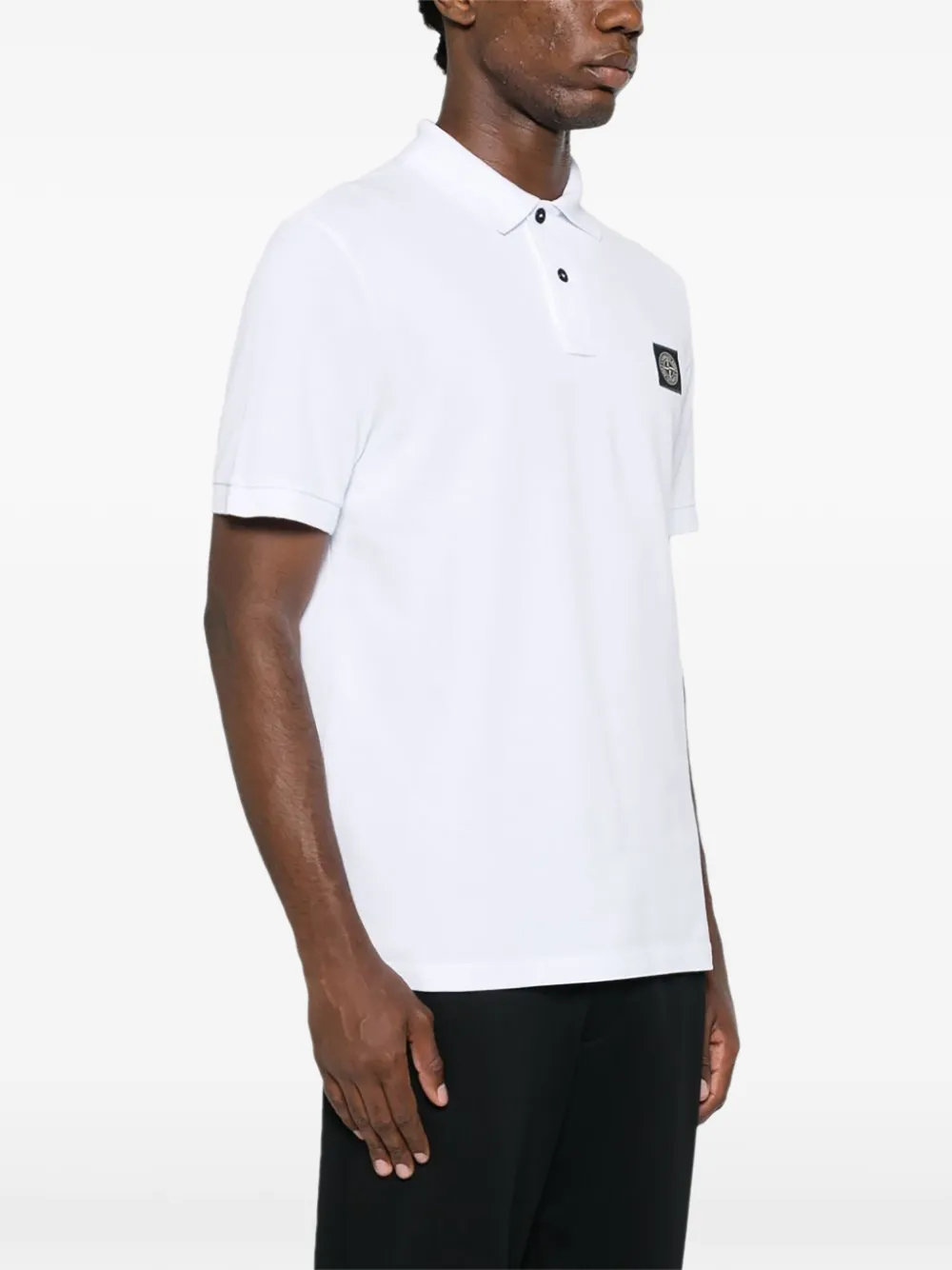 Stone Island logo-patch polo shirt Wit