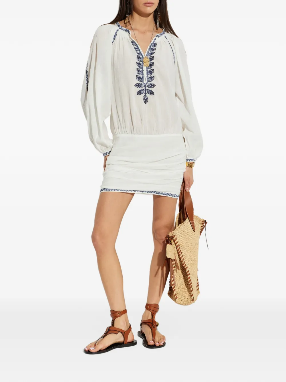 ISABEL MARANT Ludy embroidered cotton dress Wit