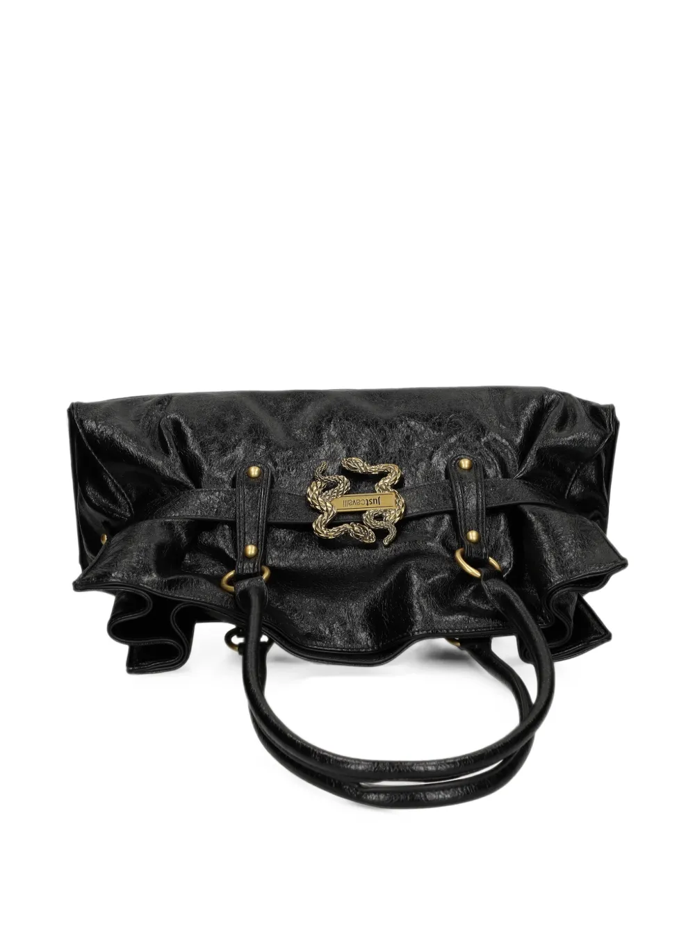 Just Cavalli snake-plaque tote bag Zwart