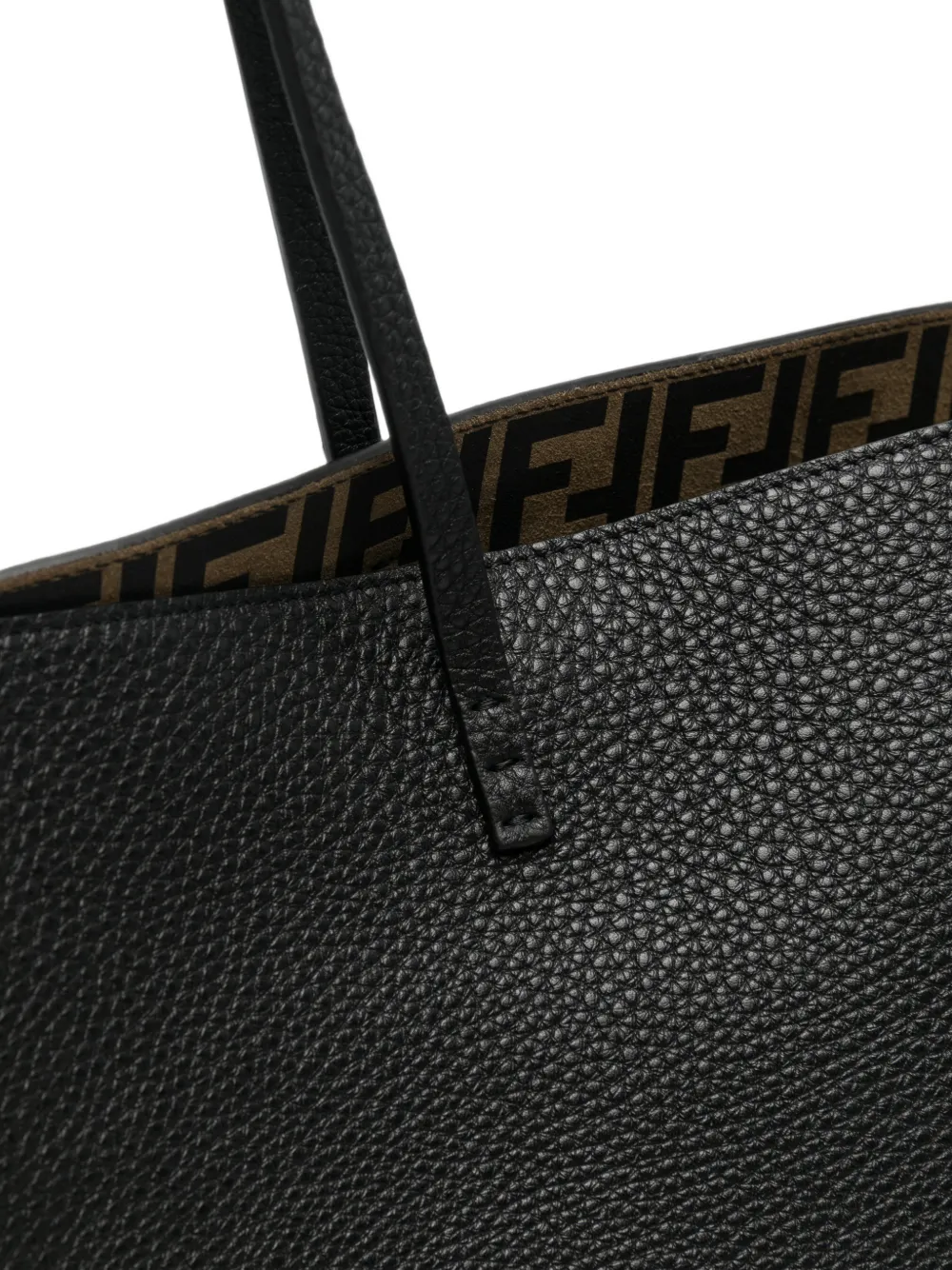 FENDI large Roll leather tote bag Zwart
