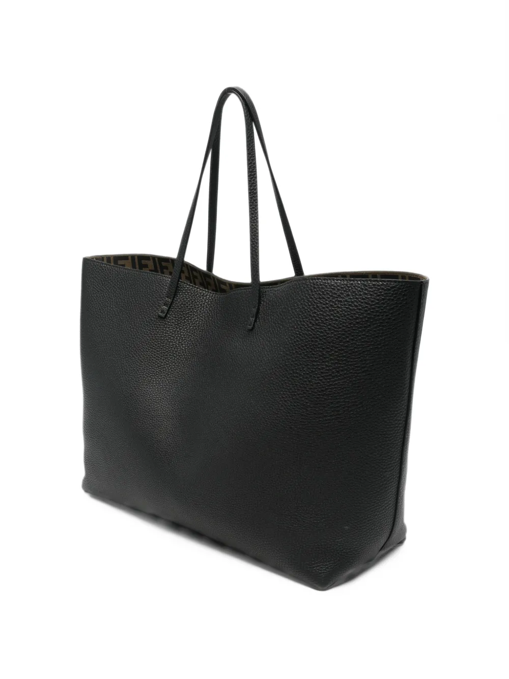 FENDI large Roll leather tote bag Zwart