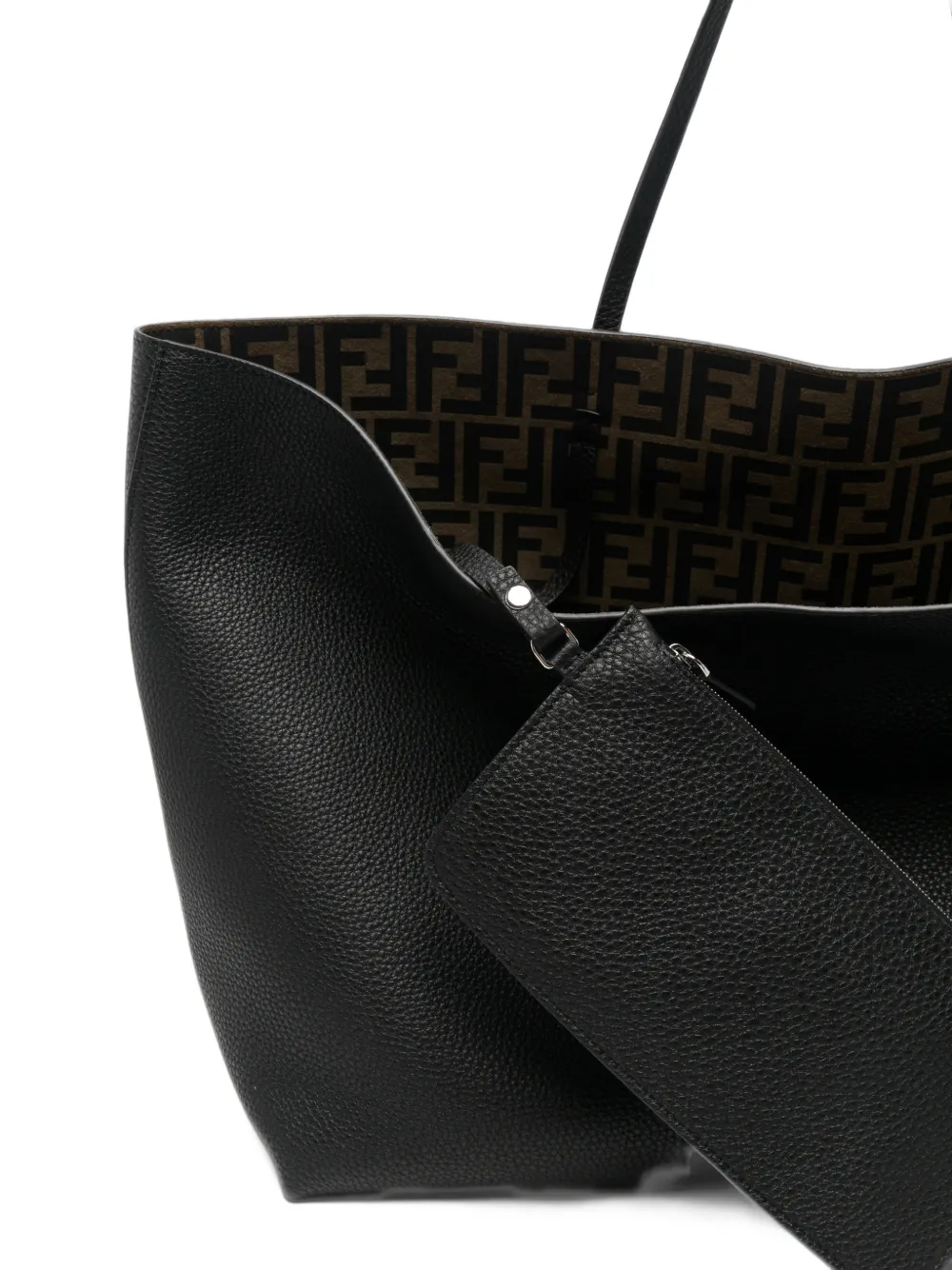 FENDI large Roll leather tote bag Zwart