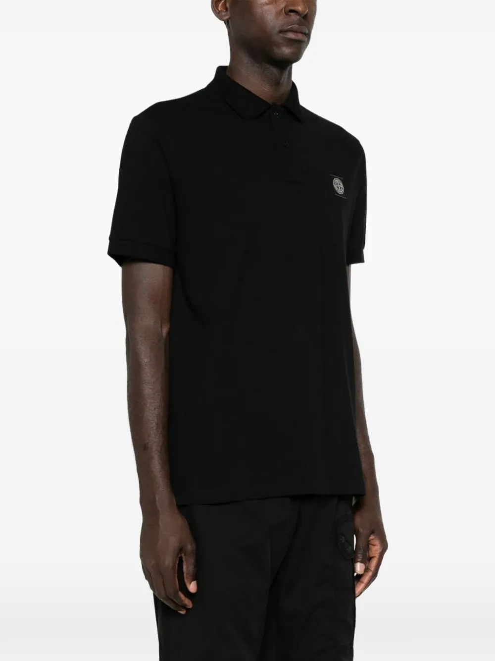 Stone Island logo-patch polo shirt Zwart
