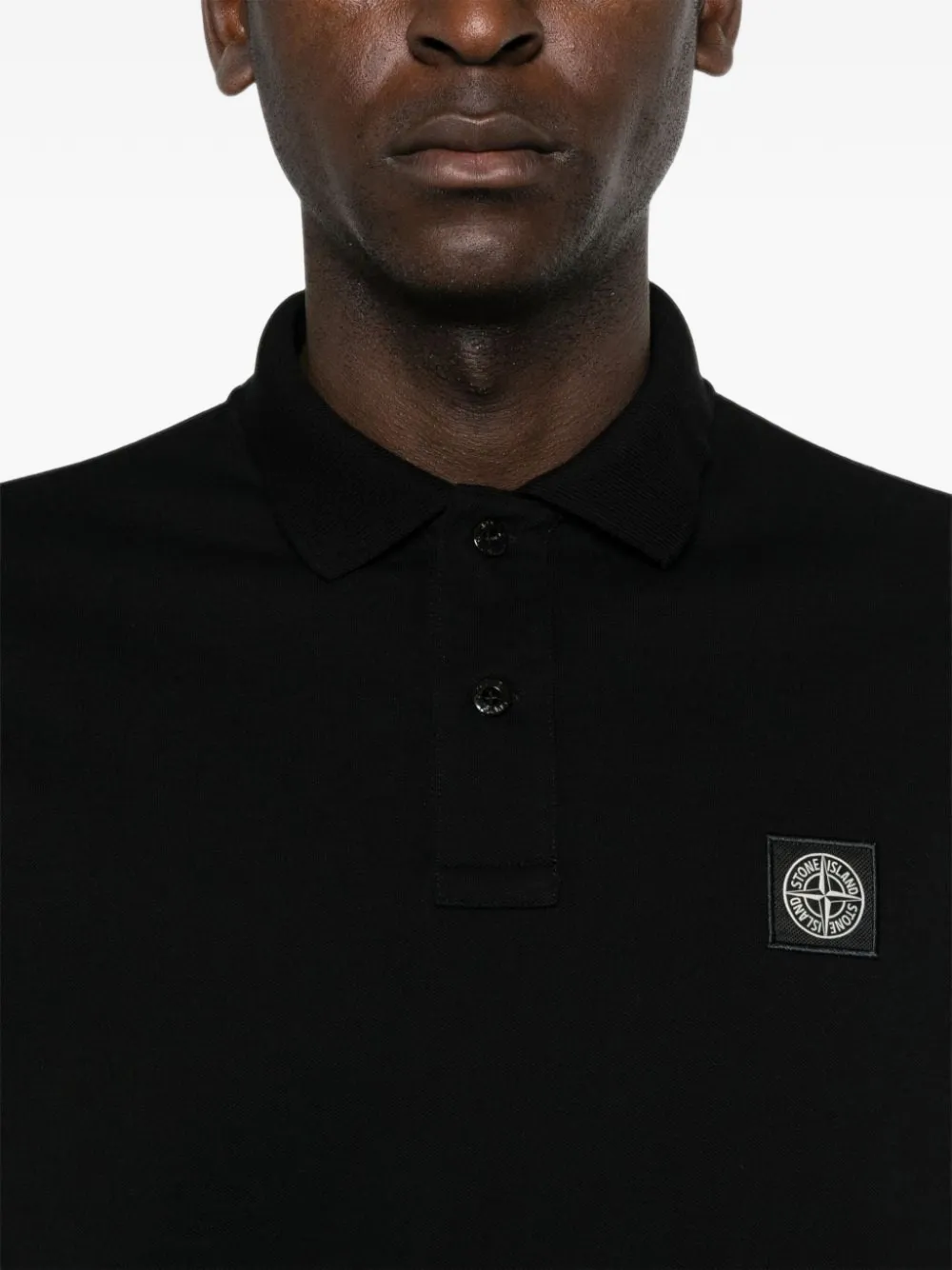 Stone Island logo-patch polo shirt Zwart