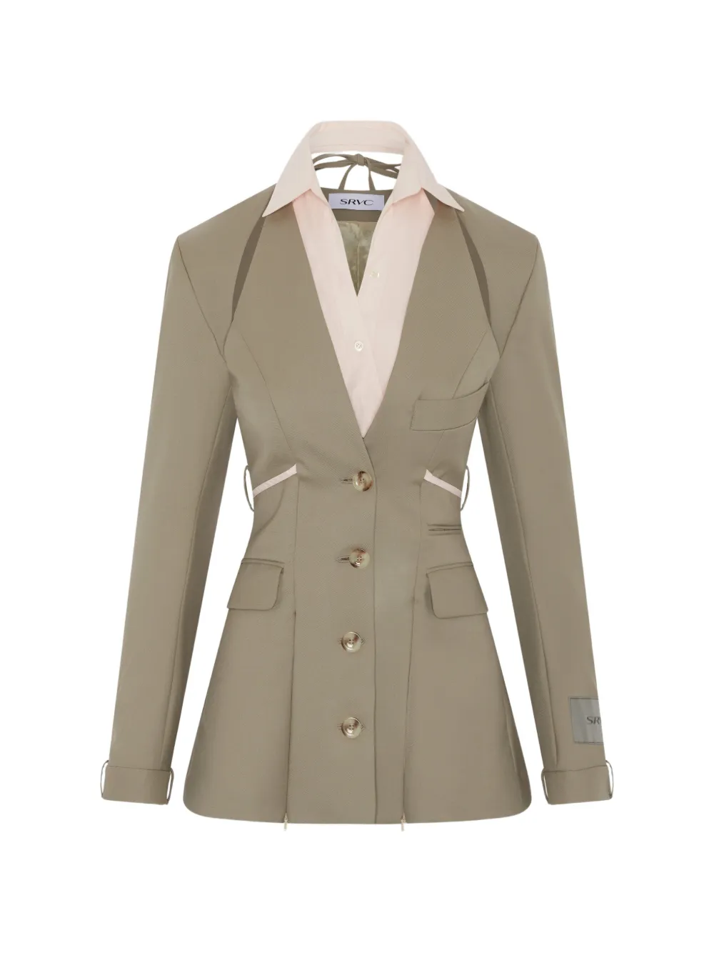 Srvc Studio Serpentine Cut-out Tailored Jacket In Green