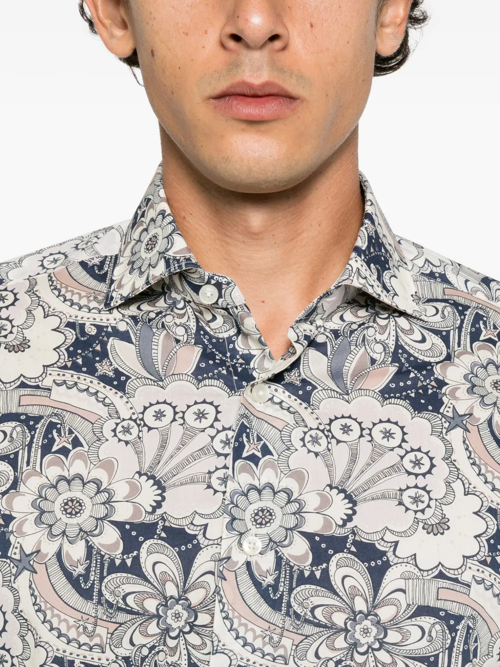 Xacus floral-print long-sleeve shirt Beige