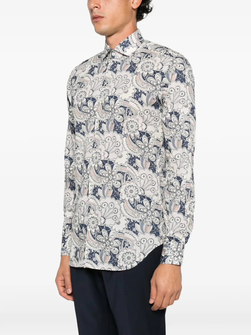 Xacus floral-print long-sleeve shirt Beige