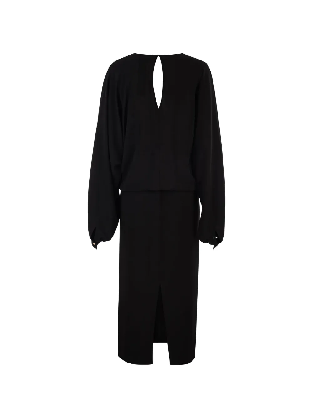 Max Mara draped long-sleeve midi dress Zwart