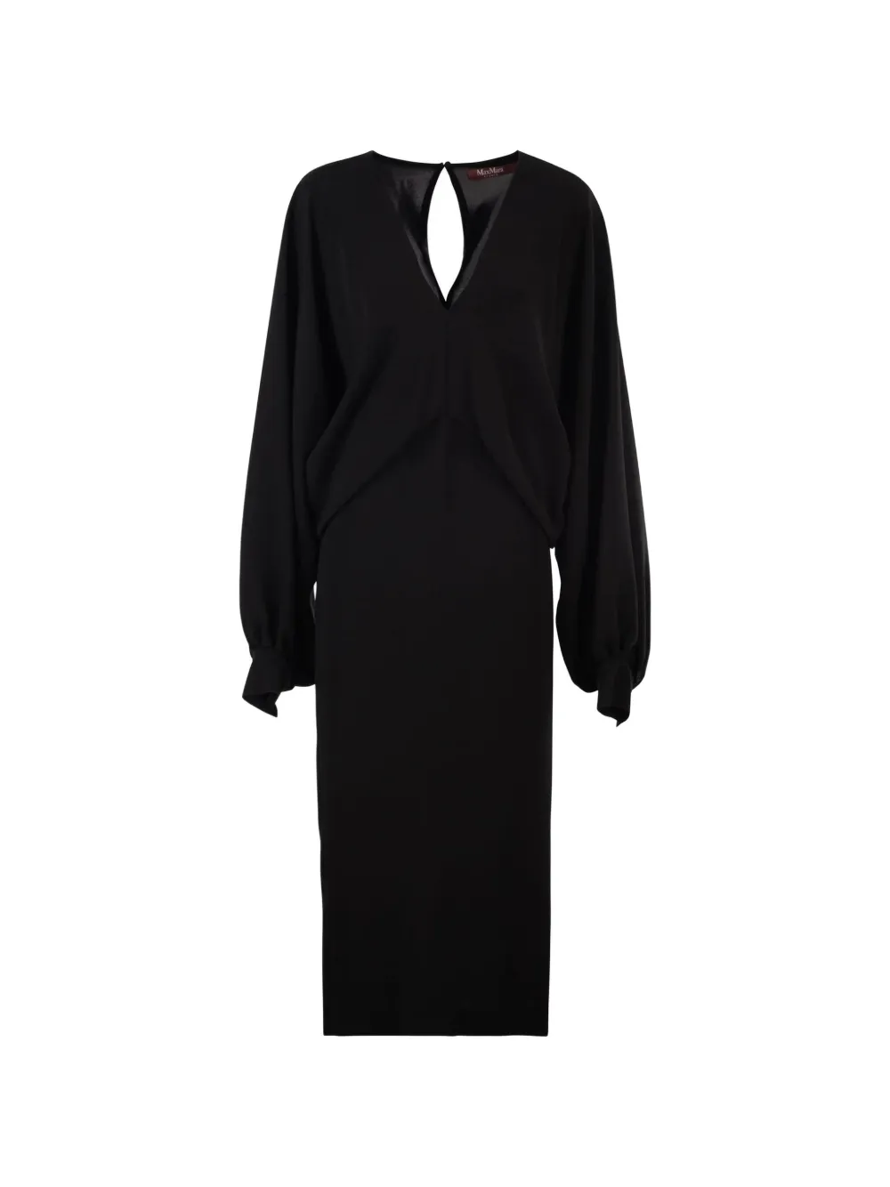 Max Mara draped long-sleeve midi dress - Nero