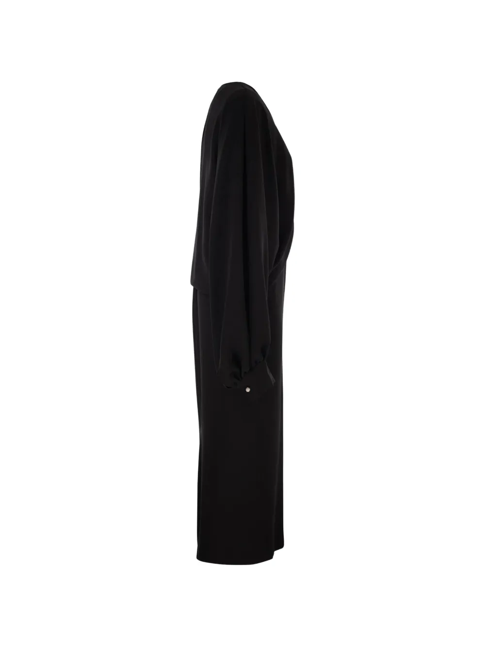 Max Mara draped long-sleeve midi dress Zwart