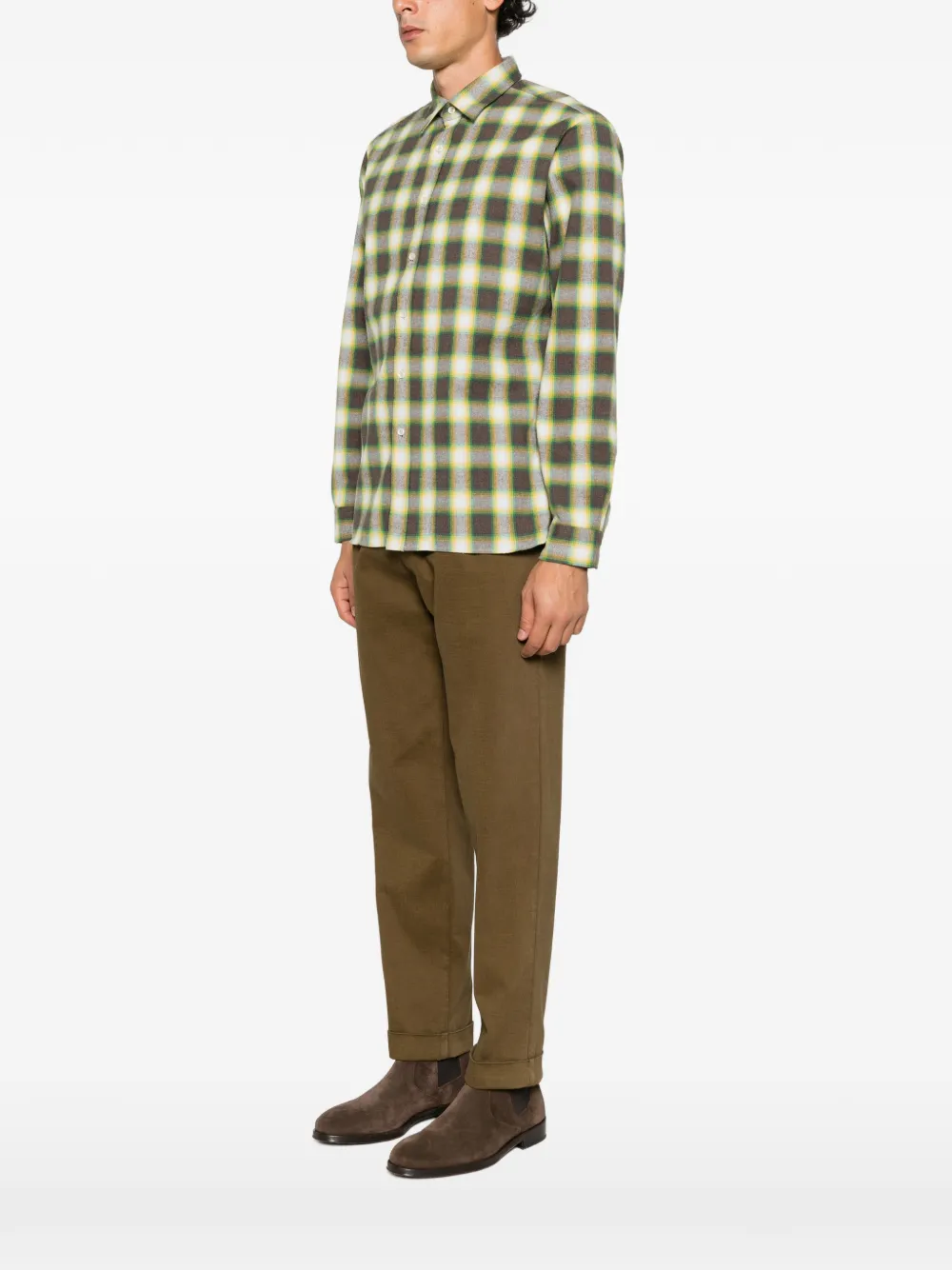 Xacus Legacy check-print flannel shirt Groen