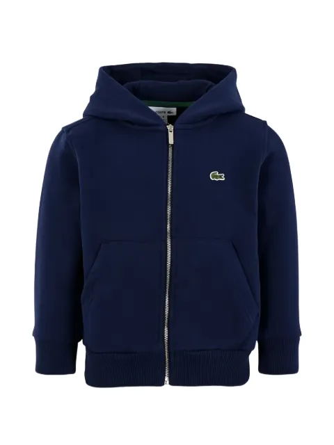 Lacoste Kids logo-patch zip-up hoodie