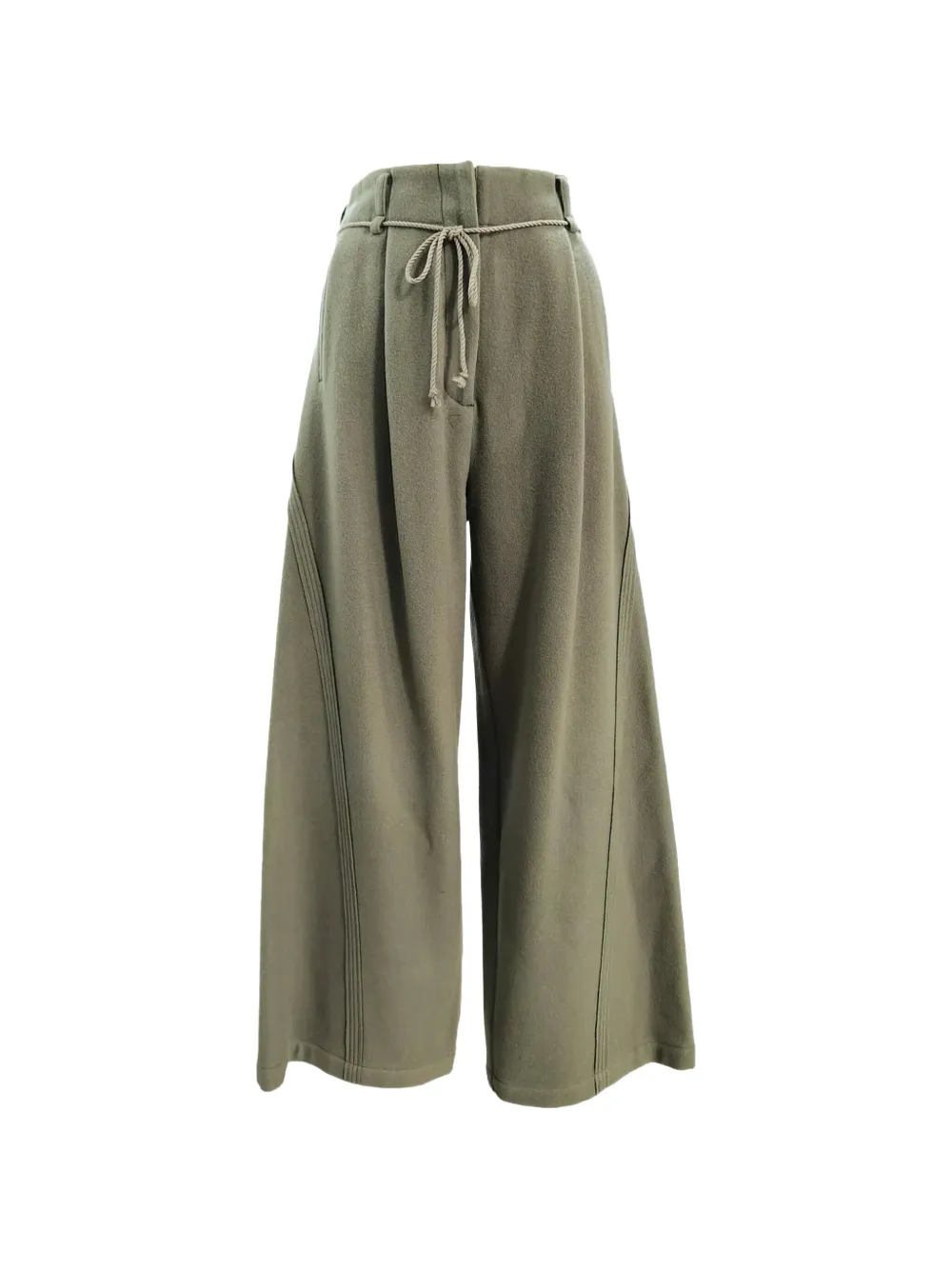 Muller Of Yoshiokubo pantalon Mellow en laine à ceinture en corde - Vert Muller Of Yoshiokubo pantalon Mellow en laine à ceinture en corde - Vert