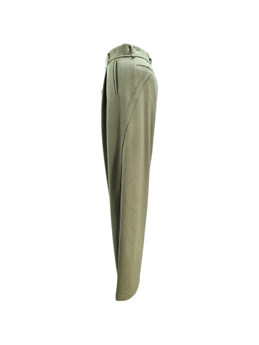 Muller Of Yoshiokubo Mellow rope-belt wool trousers Groen