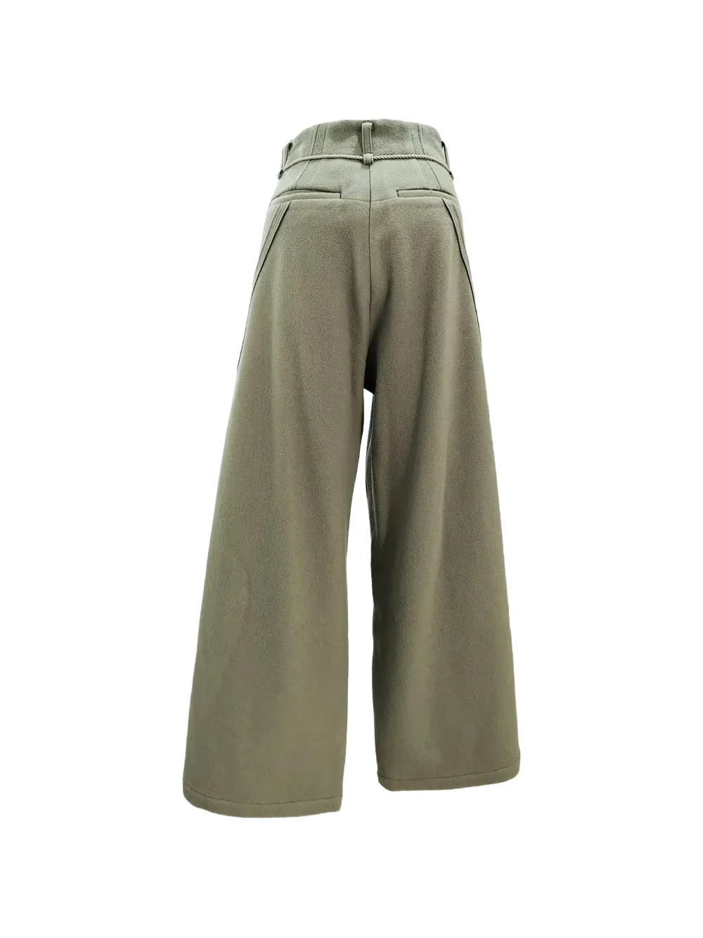 Muller Of Yoshiokubo Mellow rope-belt wool trousers Groen