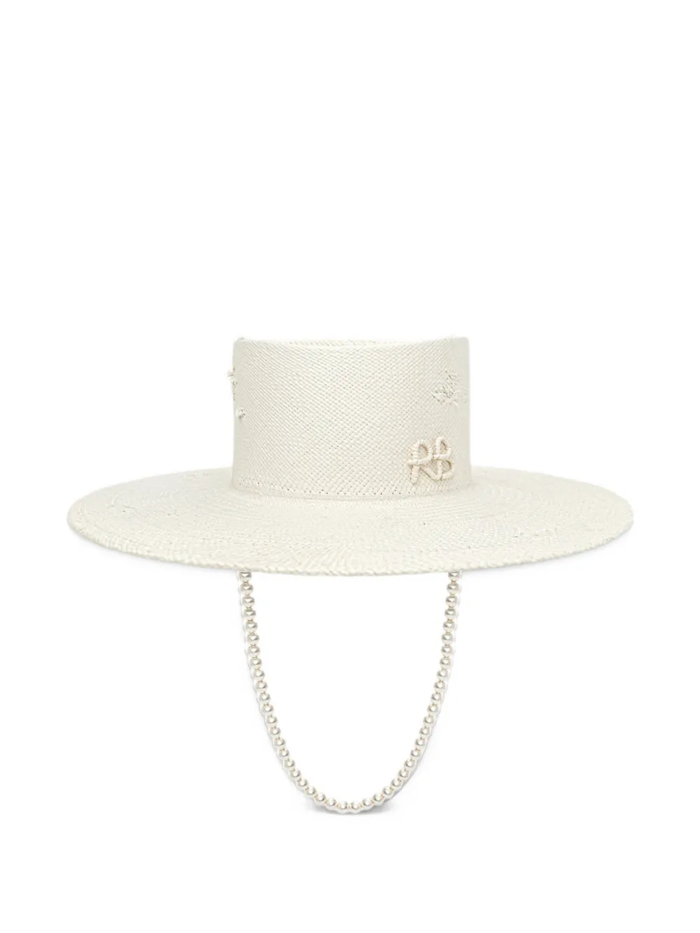 Ruslan Baginskiy pearl-embellished gambler hat Wit