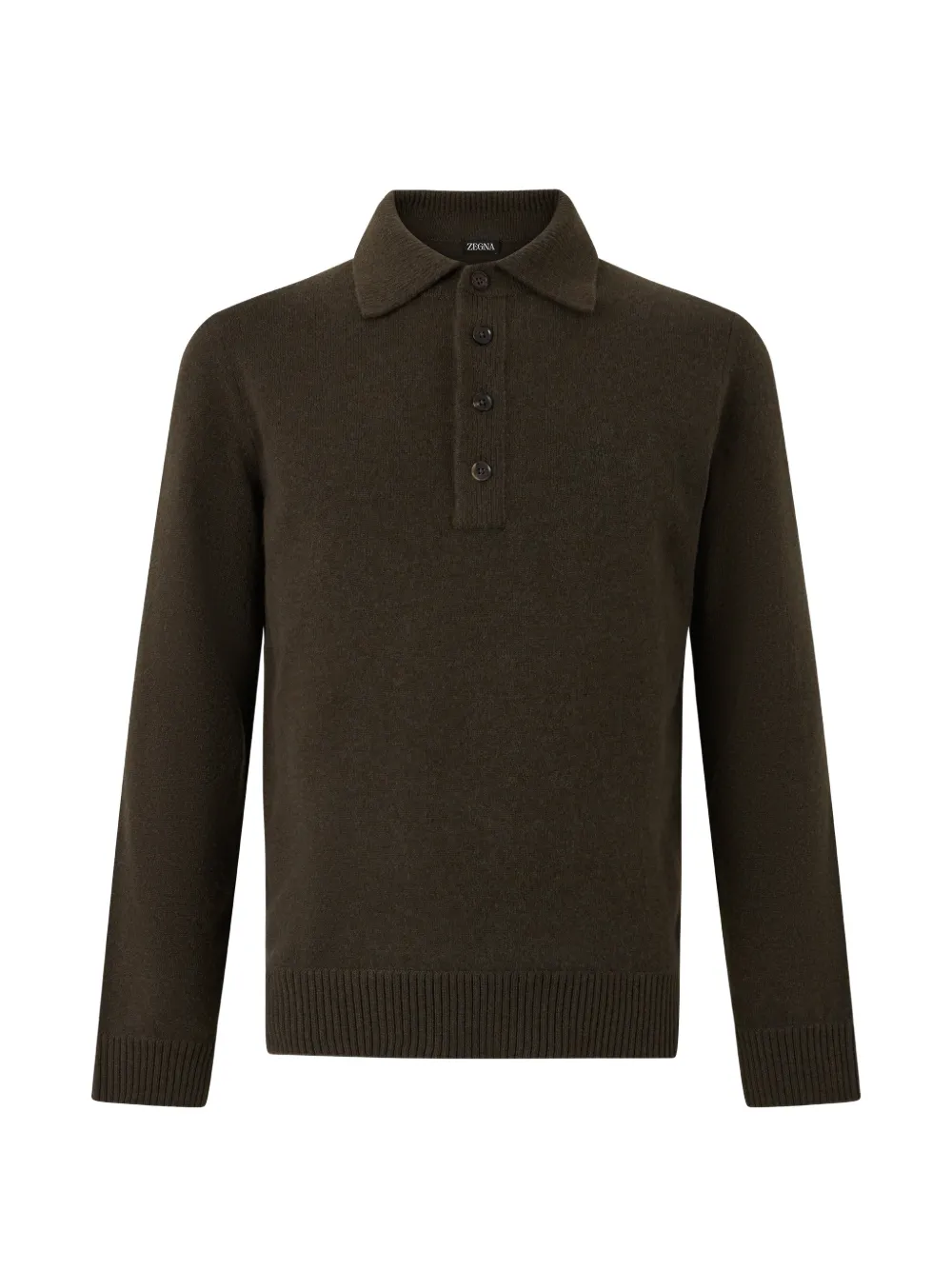 Zegna long-sleeve polo sweater - Marrone