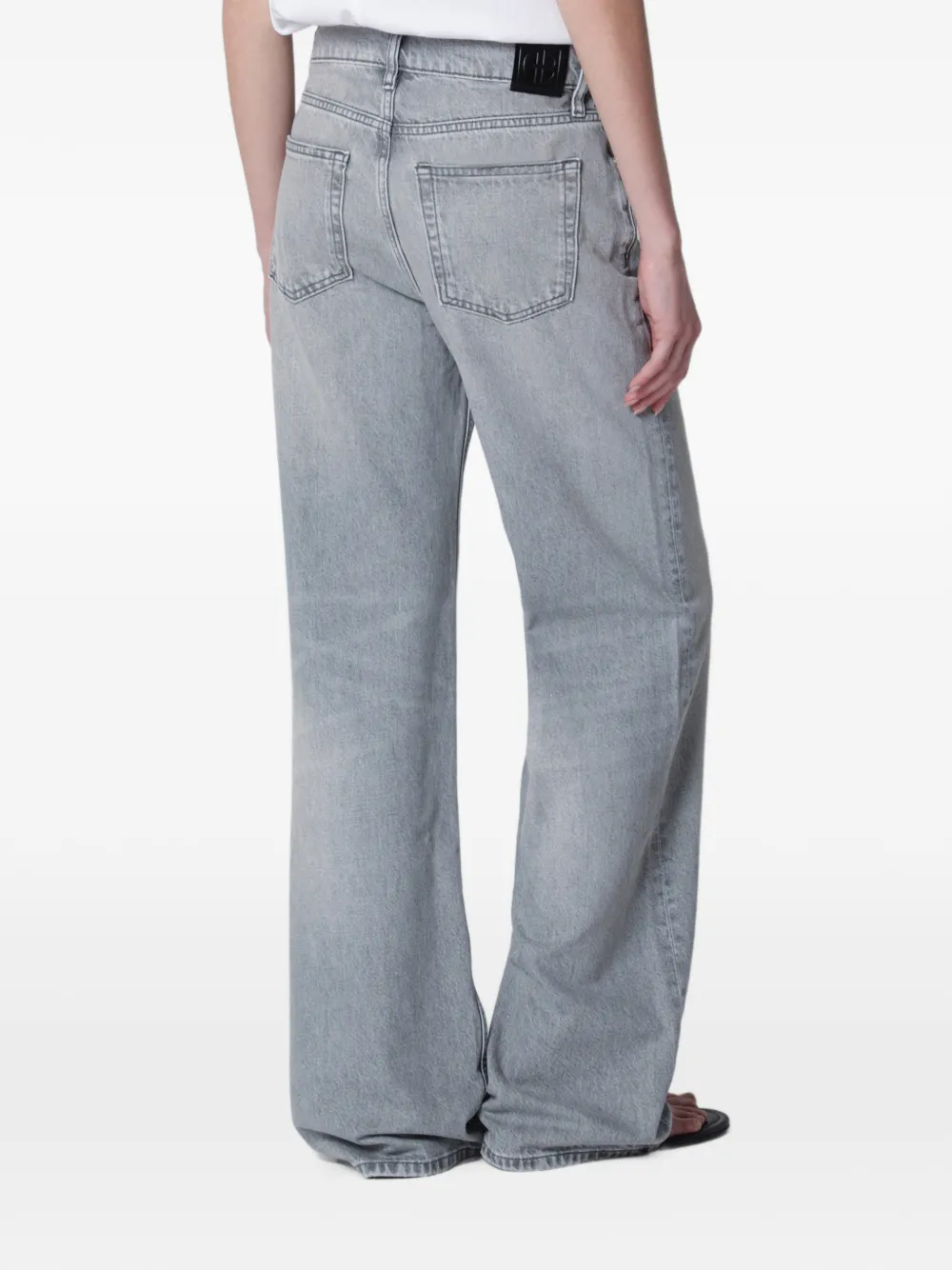 ANINE BING faded-effect wide-leg jeans Grijs