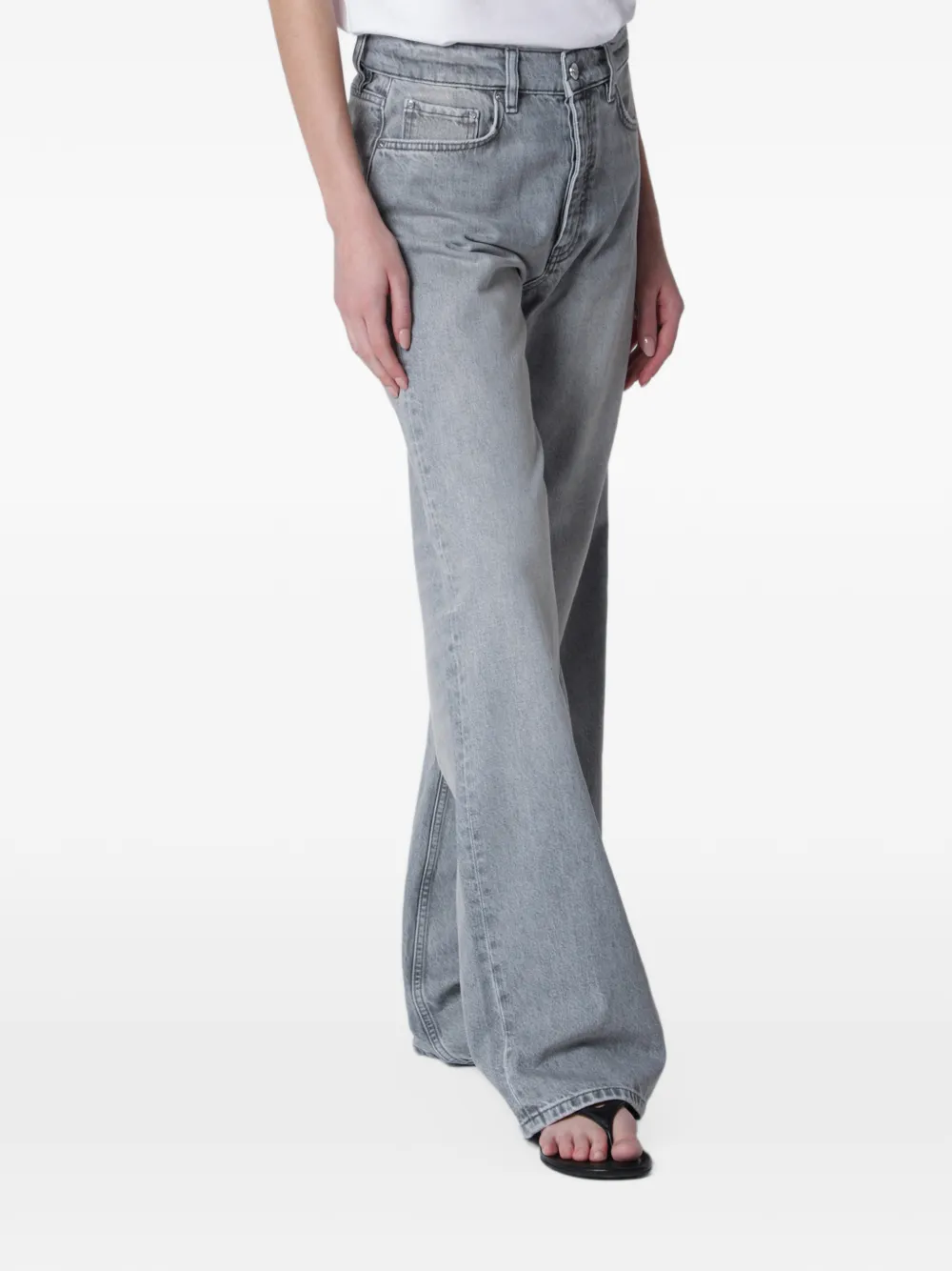 ANINE BING faded-effect wide-leg jeans Grijs