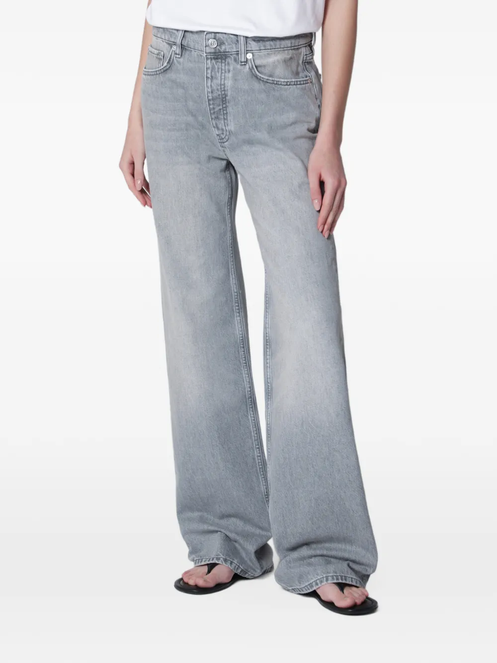 ANINE BING faded-effect wide-leg jeans - Grau