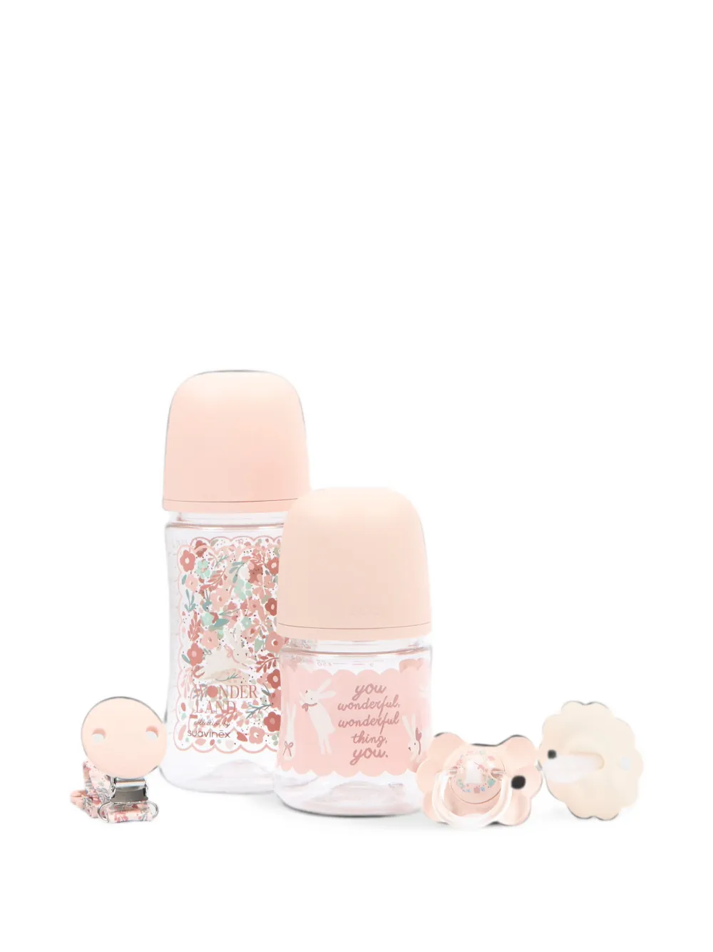 Suavinex floral-print silicone accessory set - Rosa