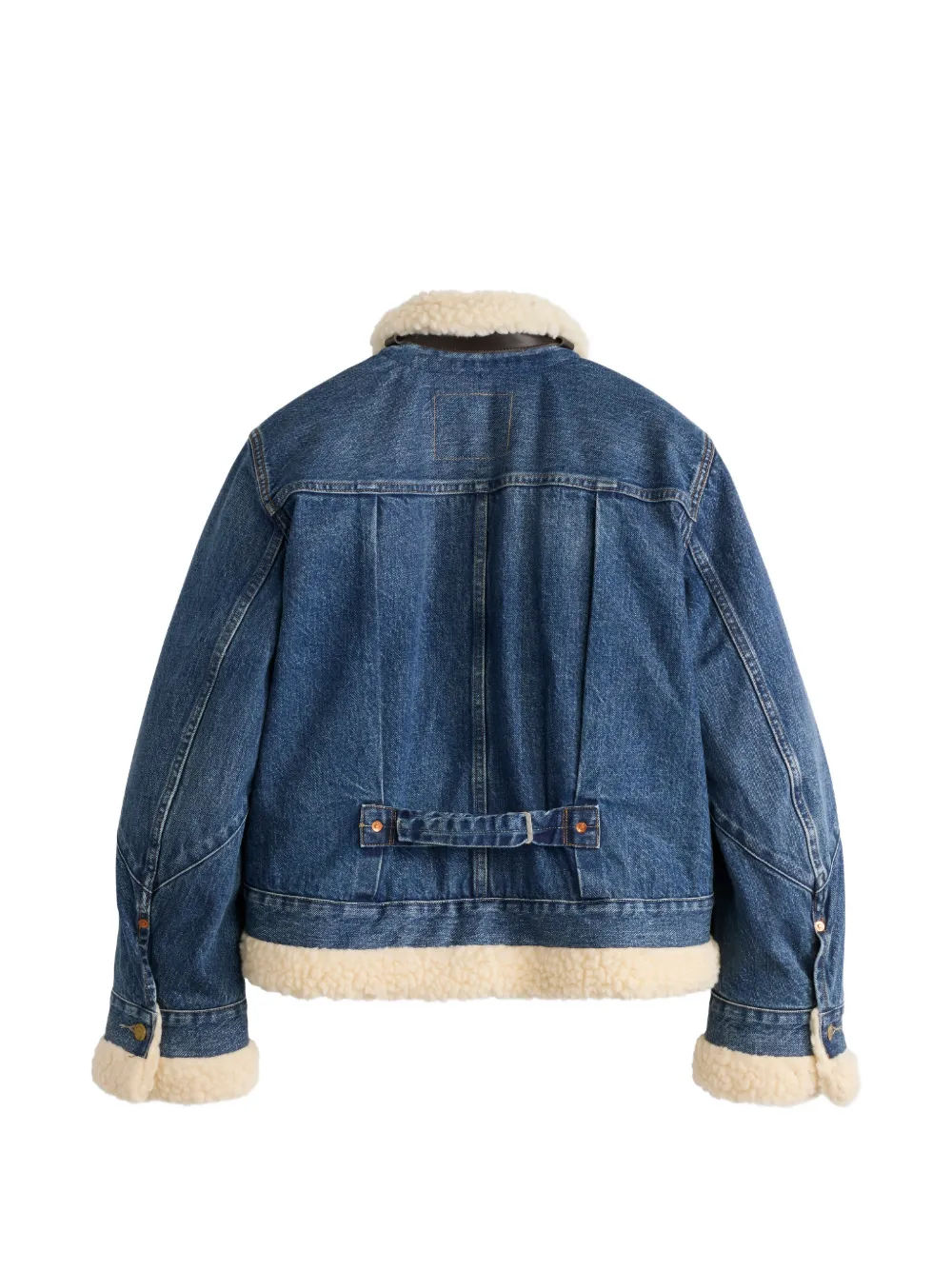 sacai x Levi's leather-trim denim jacket Blauw