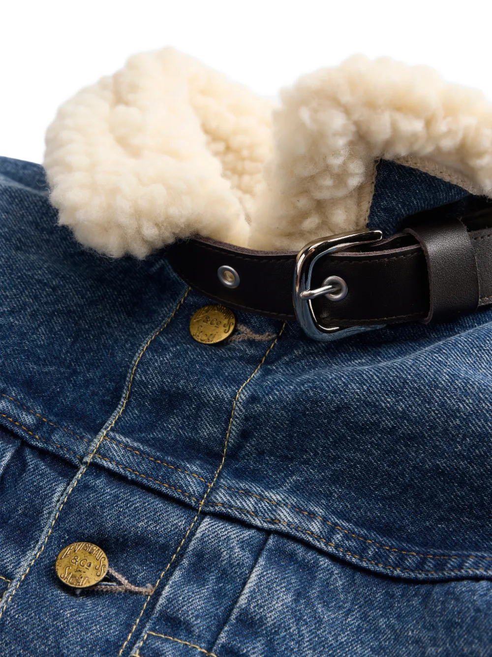 sacai x Levi's leather-trim denim jacket Blauw