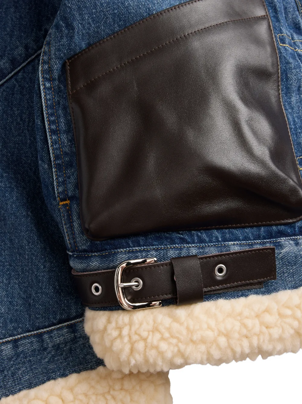 sacai x Levi's leather-trim denim jacket Blauw