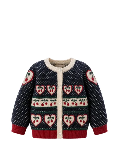 Konges Sløjd Belou cherry-intarsia knitted cardigan