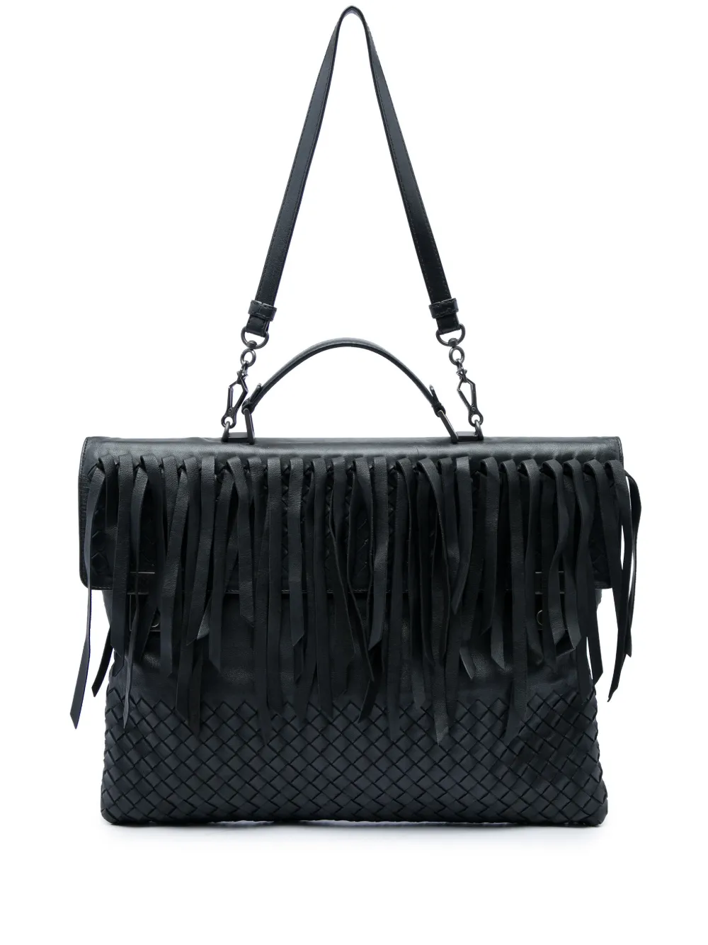 Bottega Veneta Pre-Owned 2012-2026 Nappa Intrecciato Fringe business bag - Black