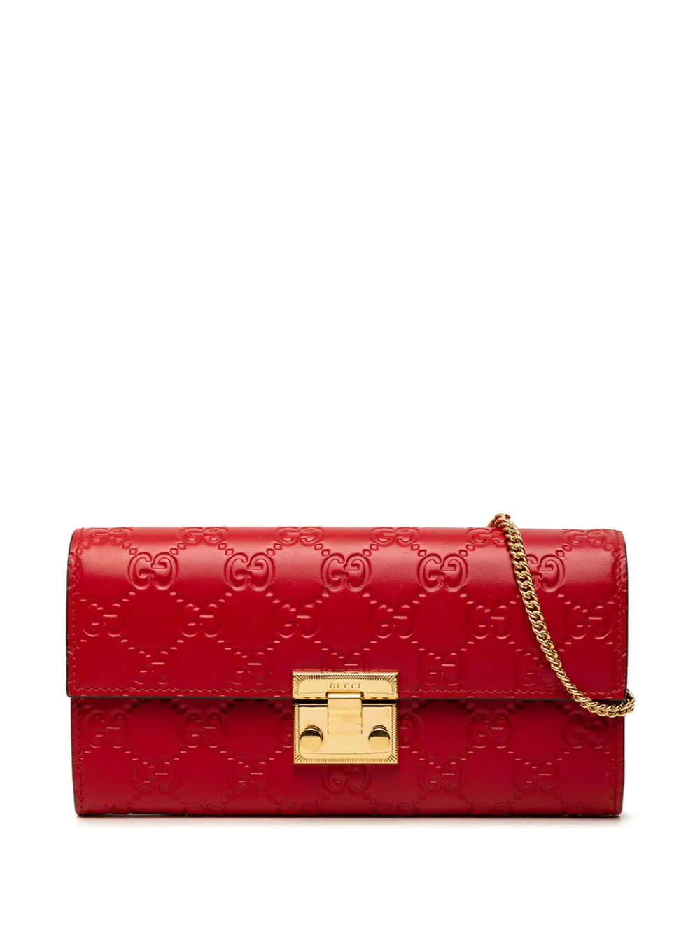 Gucci Pre-Owned 2000-2015 Guccissima Padlock Wallet On Chain shoulder bag - Red