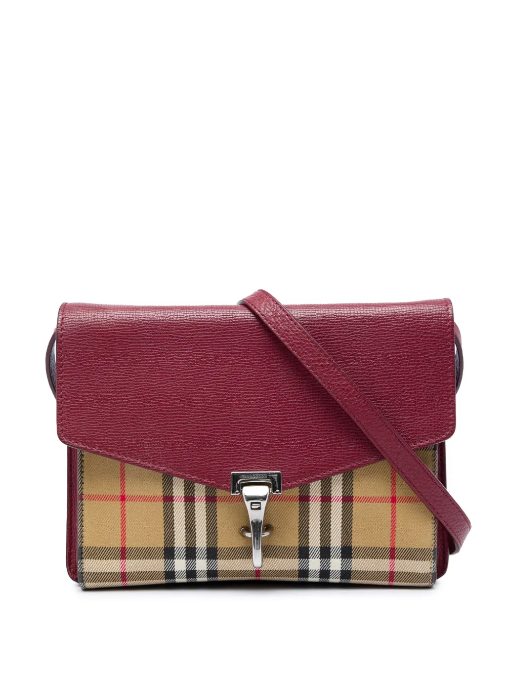 Burberry Pre-Owned 2000-2017 Small Leather and House Check Canvas Derby Macken crossbody bag - Red