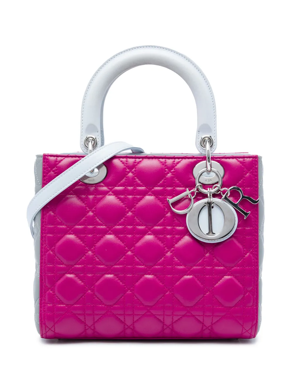 Christian Dior Pre-Owned 2014 Medium Tricolor Lambskin Cannage Lady Dior satchel - Rosa
