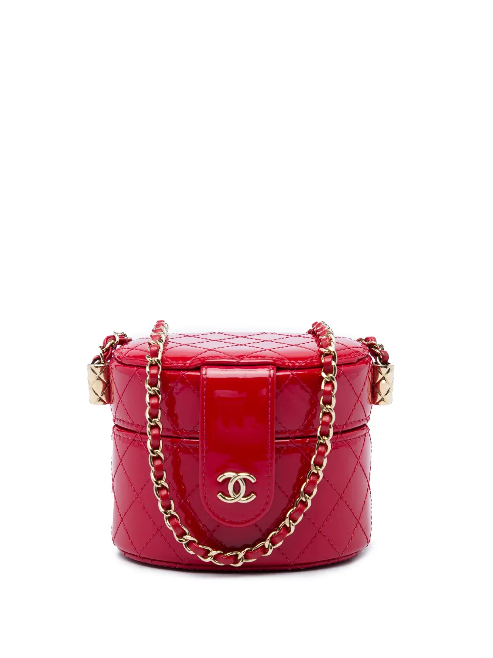 CHANEL Pre-Owned 2020 Mini Quilted Patent CC Allure Case vanity bag - Red