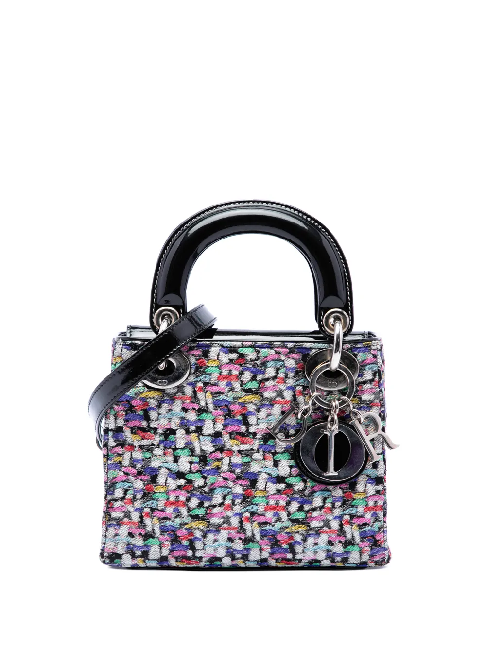 Christian Dior Pre-Owned 2012 Mini Multicolor Metallic Fabric and Patent Leather Lady Dior satchel - Schwarz