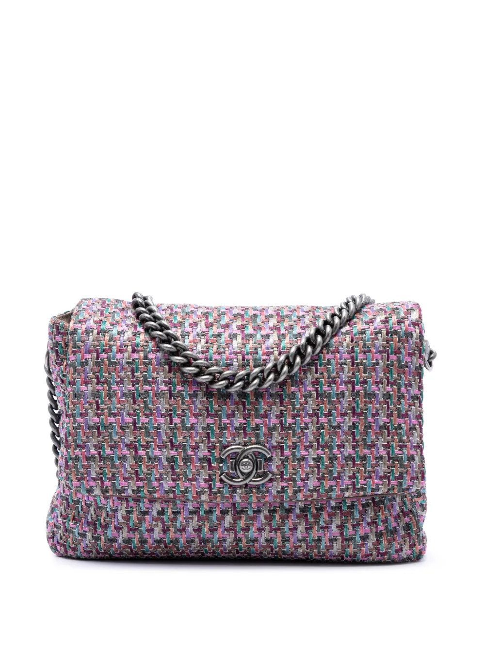 CHANEL Pre-Owned 2015-2016 CC Multicolor Tweed Flap crossbody bag - Purple