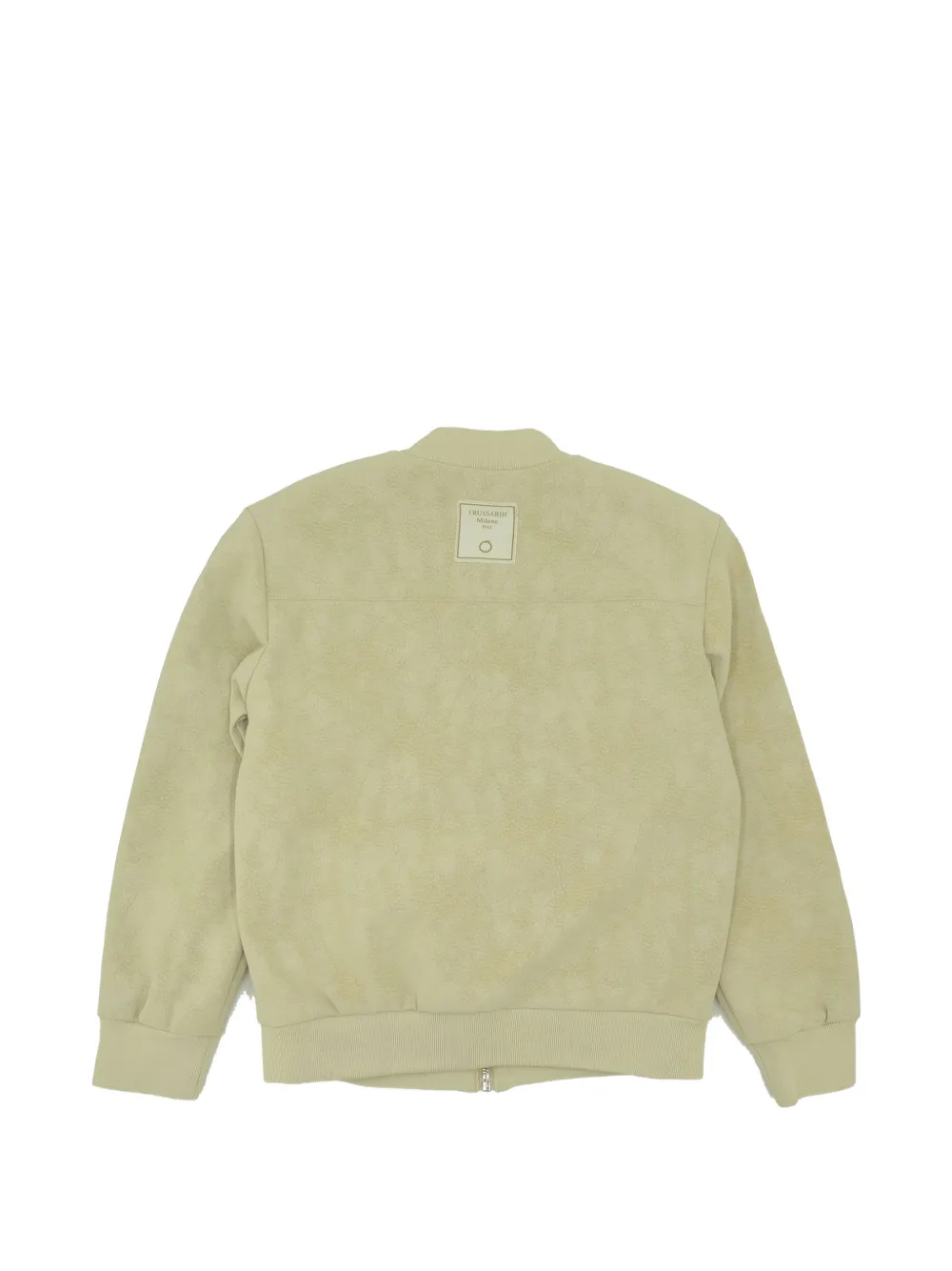 TRUSSARDI JUNIOR logo-plaque zip-up bomber jacket Beige