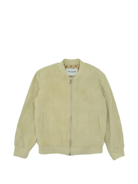 TRUSSARDI JUNIOR logo-plaque zip-up bomber jacket