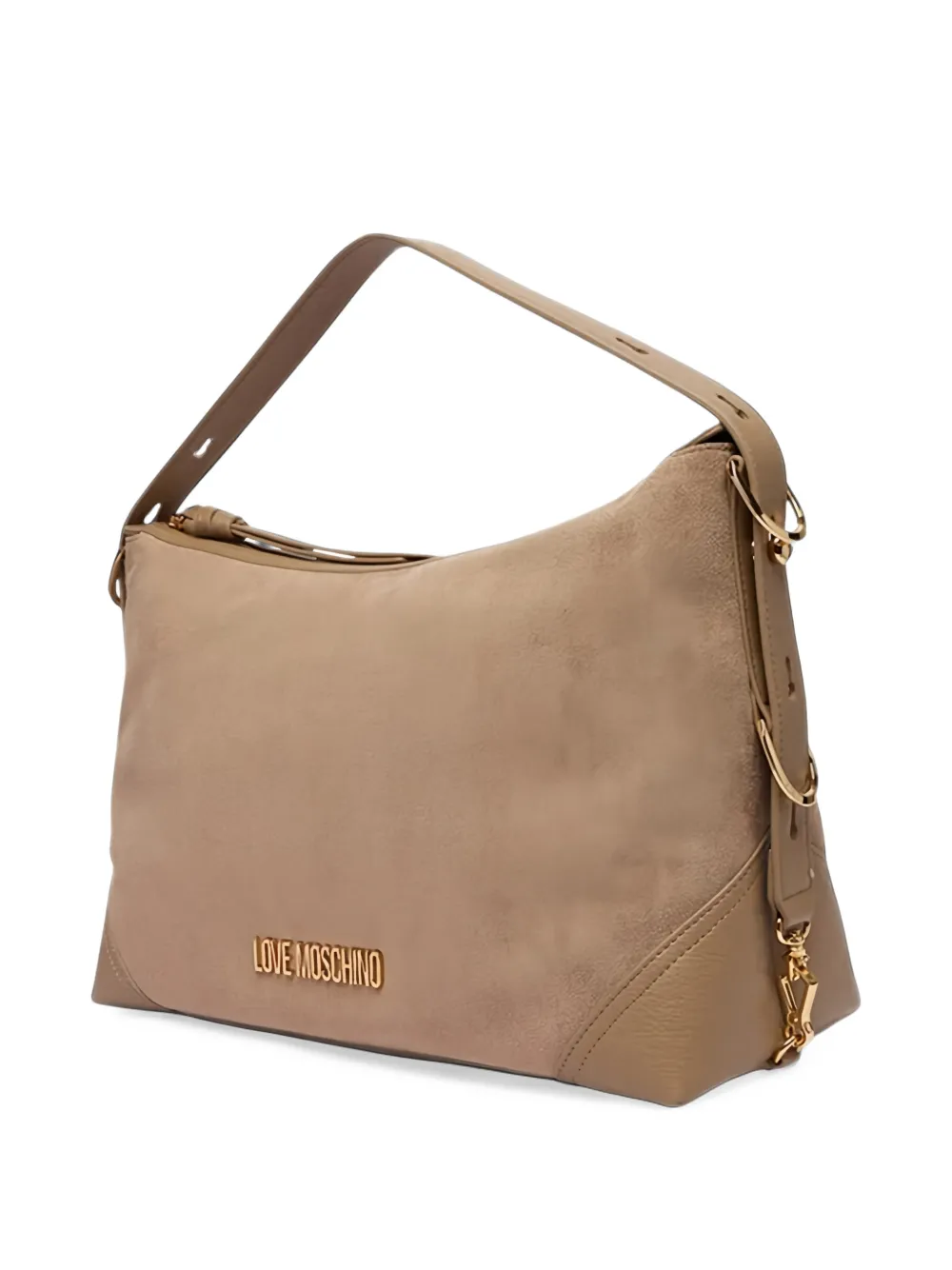 Love Moschino logo-plaque panelled shoulder bag Beige