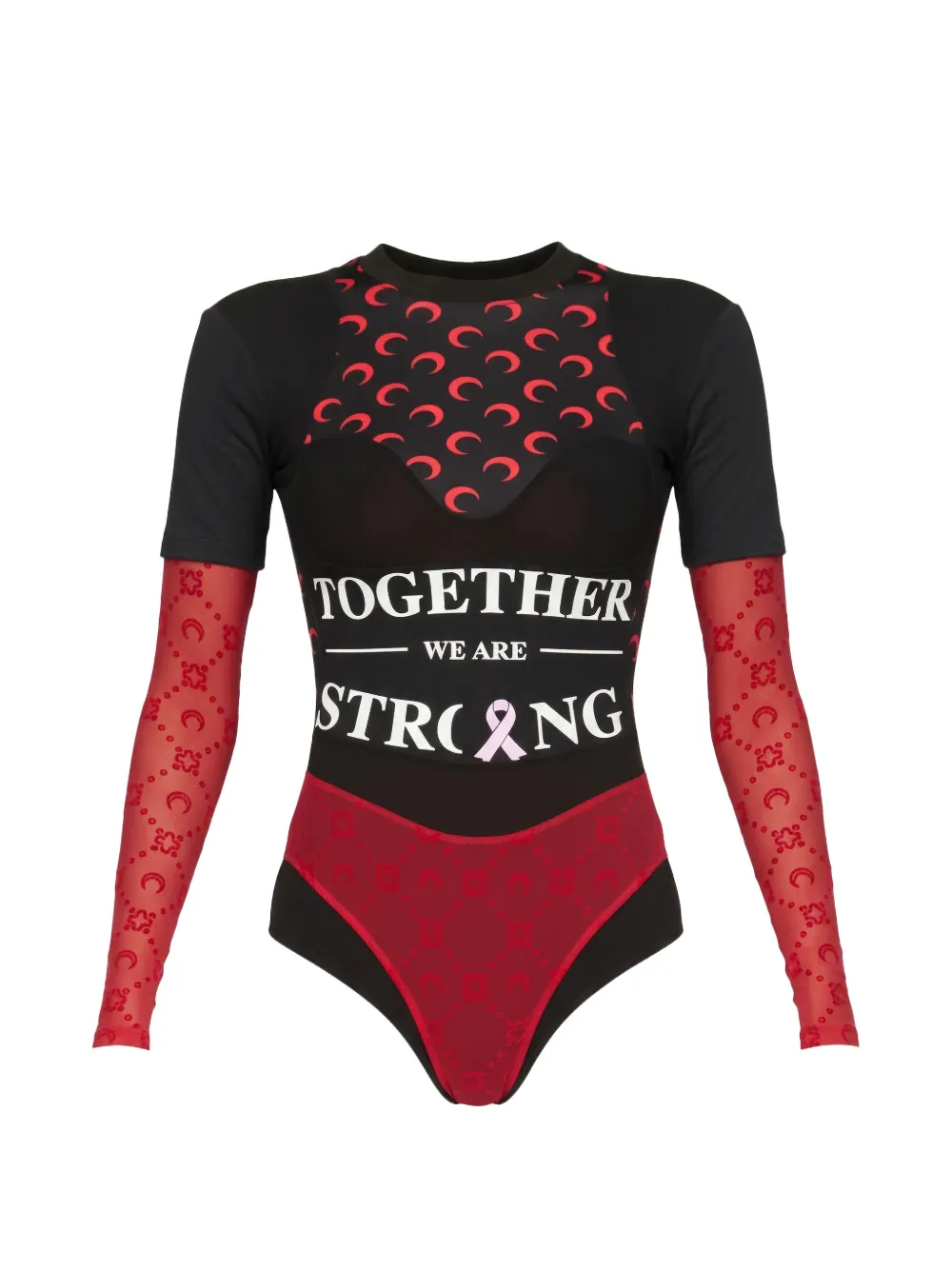 Marine Serre layered jersey long-sleeve bodysuit top - Schwarz