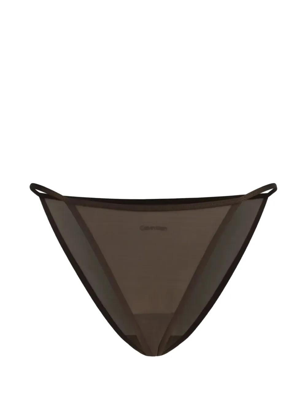 Calvin Klein sheer logo-print thong - Braun